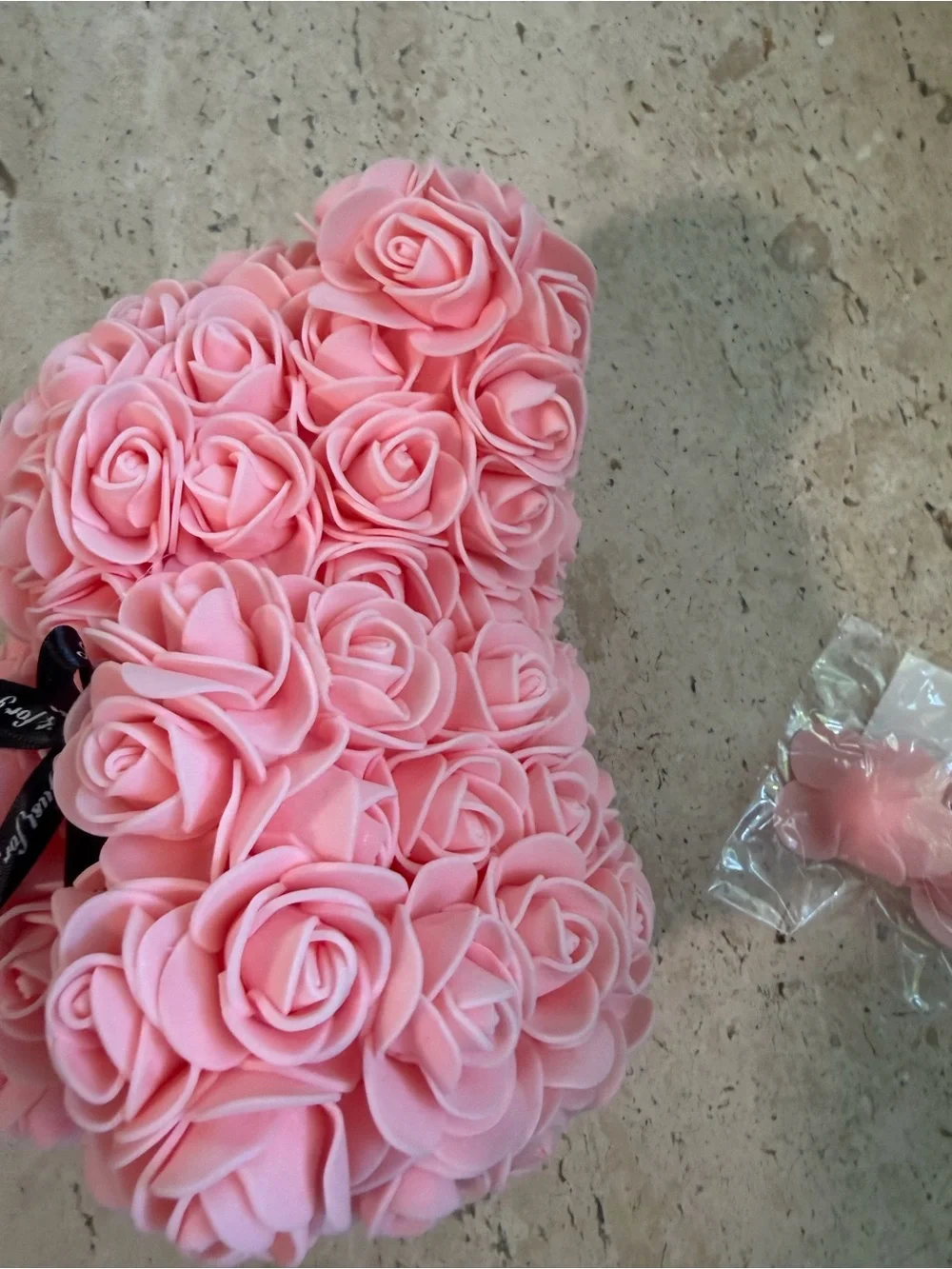 Adorable Pink Foam Rose Teddy Bear NEW “Just for You”